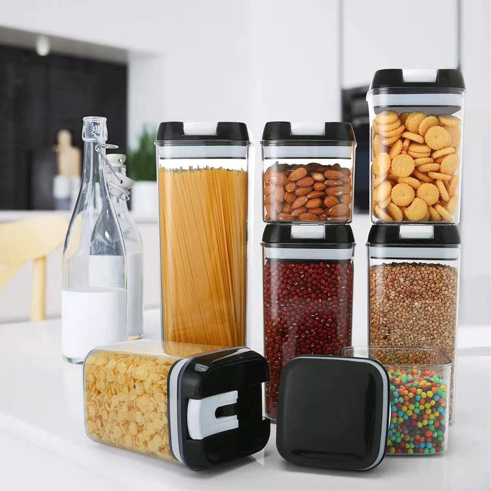 Trade Shop - Contenitori Ermetici Sottovuoto Per Alimenti Cucina Pasta Barattoli 7 Pezzi Porta Biscotti -