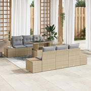 Set di divani 7 pcs Beige e Grigio Chiaro polyrattan