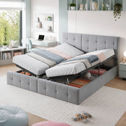 Letto con contenitore 180 × 200 cm trasformabile in due letti 90 × 200 cm con rete a doghe velluto grigio