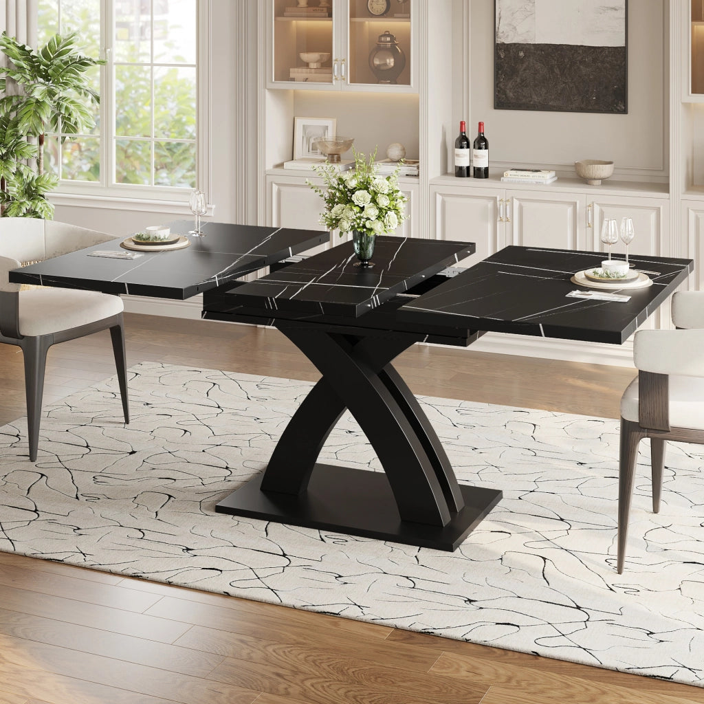 Tavolo da pranzo allungabile 120x80x76 cm in MDF nero