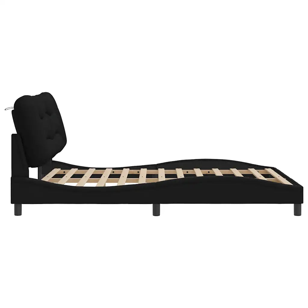 Giroletto senza Materasso-Struttura Letto Hvar Nero 160x200 cm in Tessuto