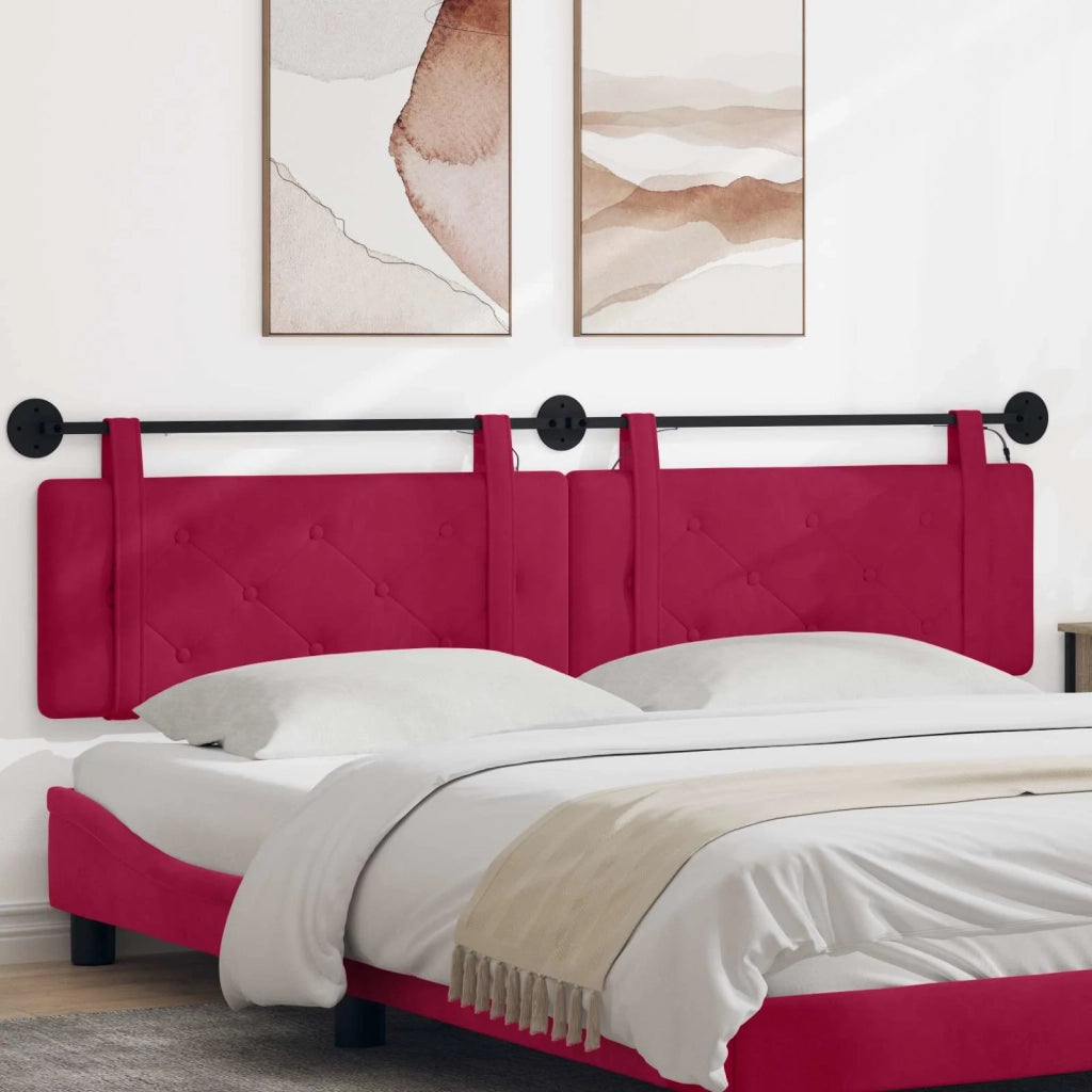 Testiera | Testata sospesa Con luce LED Rosso Vino Velluto
