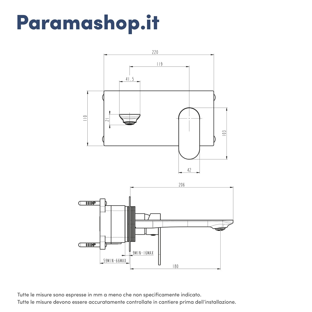 Miscelatore lavabo ad incasso nero opaco | Kerry