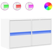Mobile TV a Parete | Armadietto TV | Mobile Porta TV con Luci LED Bianco 80x31x45 cm