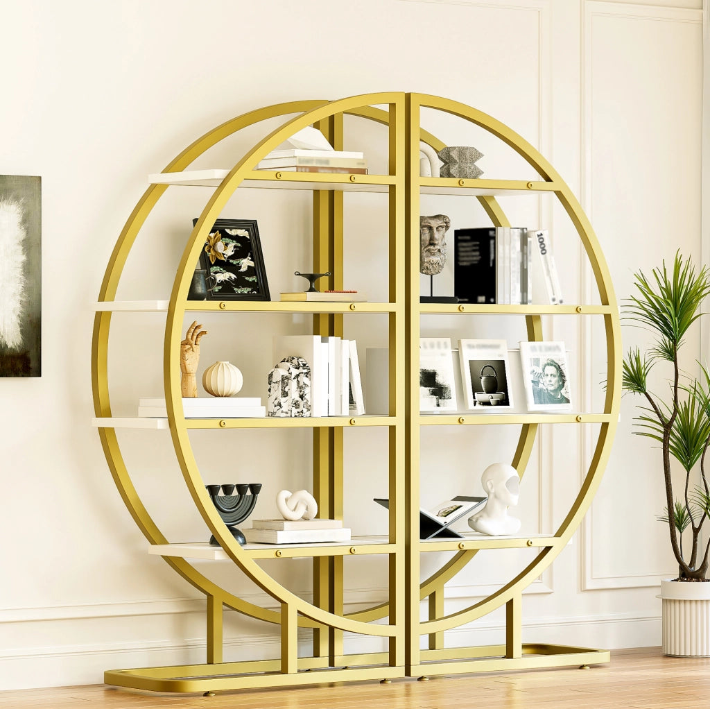 Libreria ad arco modulare in MDF e acciaio con 4 ripiani