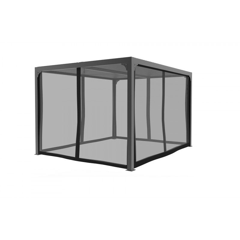 Kit tenda zanzariera per pergola bioclimatica 3760161078672 – 4 pannelli PVC con chiusura zip – profili alluminio – PERBIRA3630 Foresta