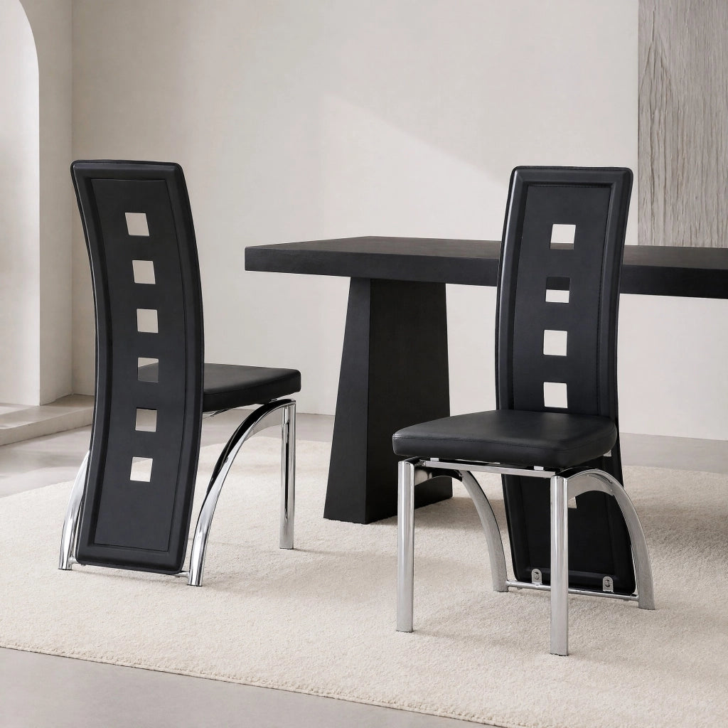 SEDIA DA PRANZO Set da 2 pezzi 102,5 cm PU nero metallo argento