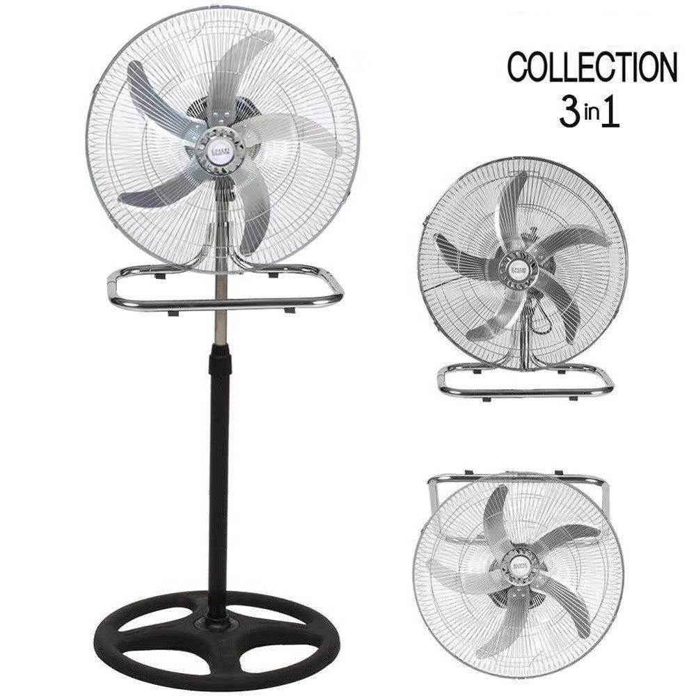 Trade Shop - Ventilatore 3in1 Piantana Da Tavolo Parete 3 Velocita Oscillazione 50w Pale 50cm -