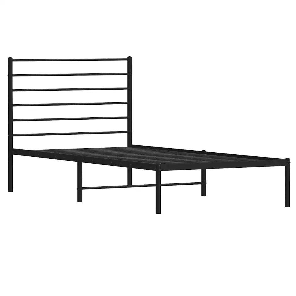 Giroletto con Testiera-Struttura Letto con testiera in Metallo Nero 107x203 cm 614573