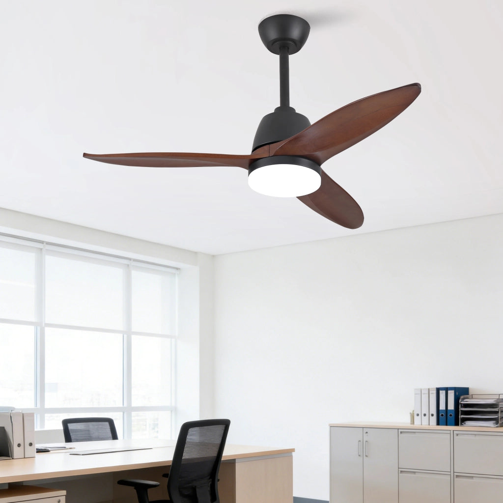 Ventilatore da soffitto 42 pollici con LED e 3 pale in legno massello nero