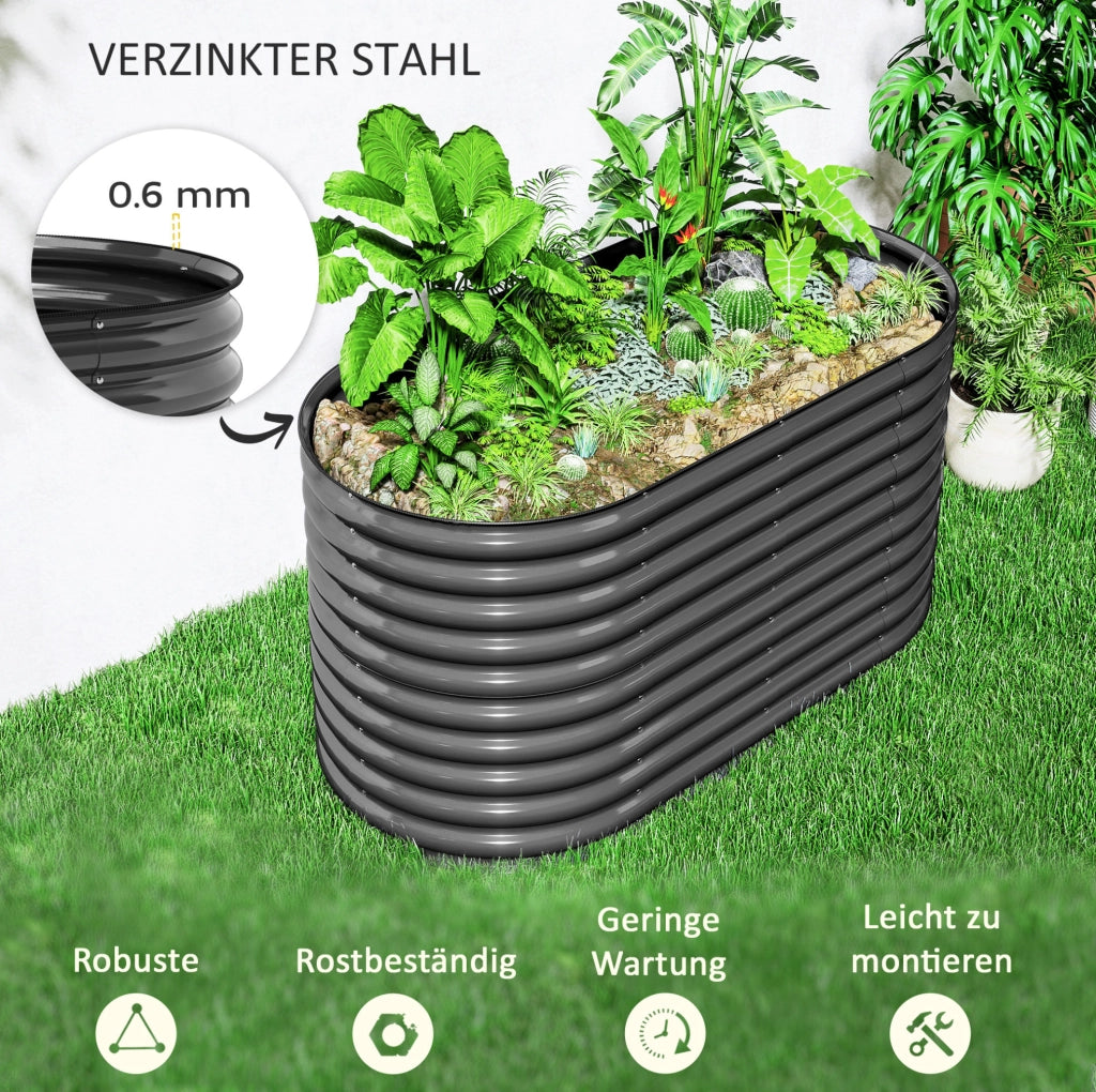 Orto rialzato in acciaio 160x80x80 cm con design modulare per giardino e terrazza