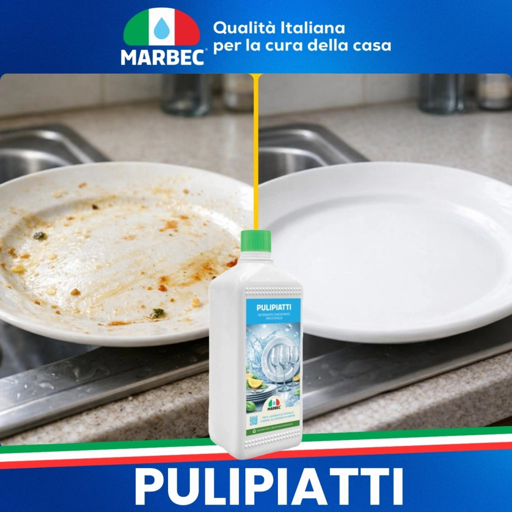 Detergente Piatti Concentrato, Sgrassa a Freddo, Risciacquo Rapido, Profumo Limone Marbec PULIPIATTI - 5LT