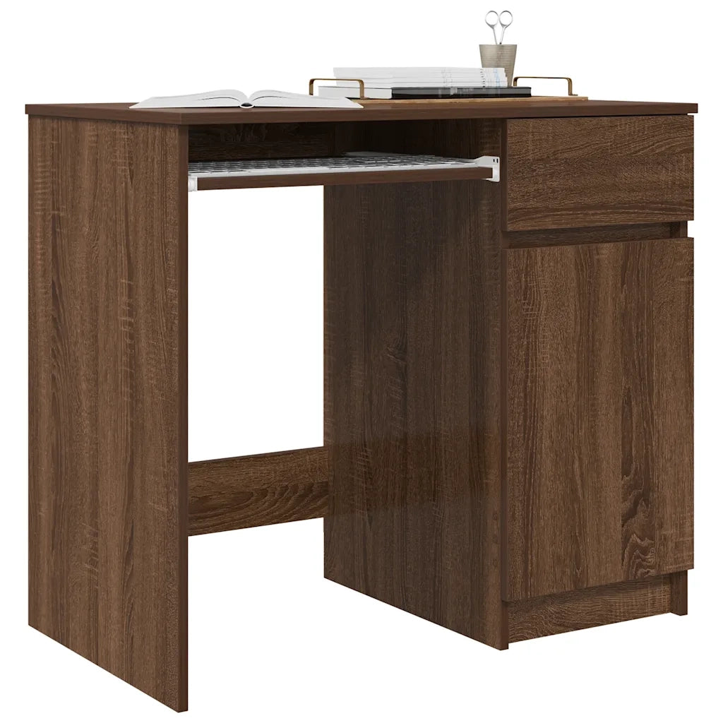 Scrivania Rovere Marrone 86x49x76 cm in Legno Multistrato 861829