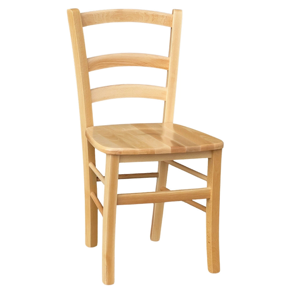 Sedia da sala da pranzo Venezia in legno massiccio naturale con seduta massello
