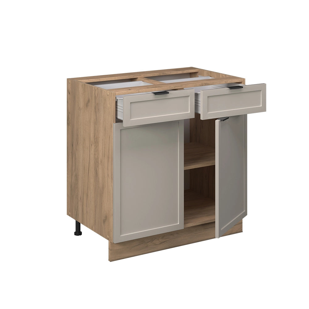 Mobiletto base per cucina Fame-Line GrigioBeige/Rovere dorato 80 cm, PL Marmo Vicco