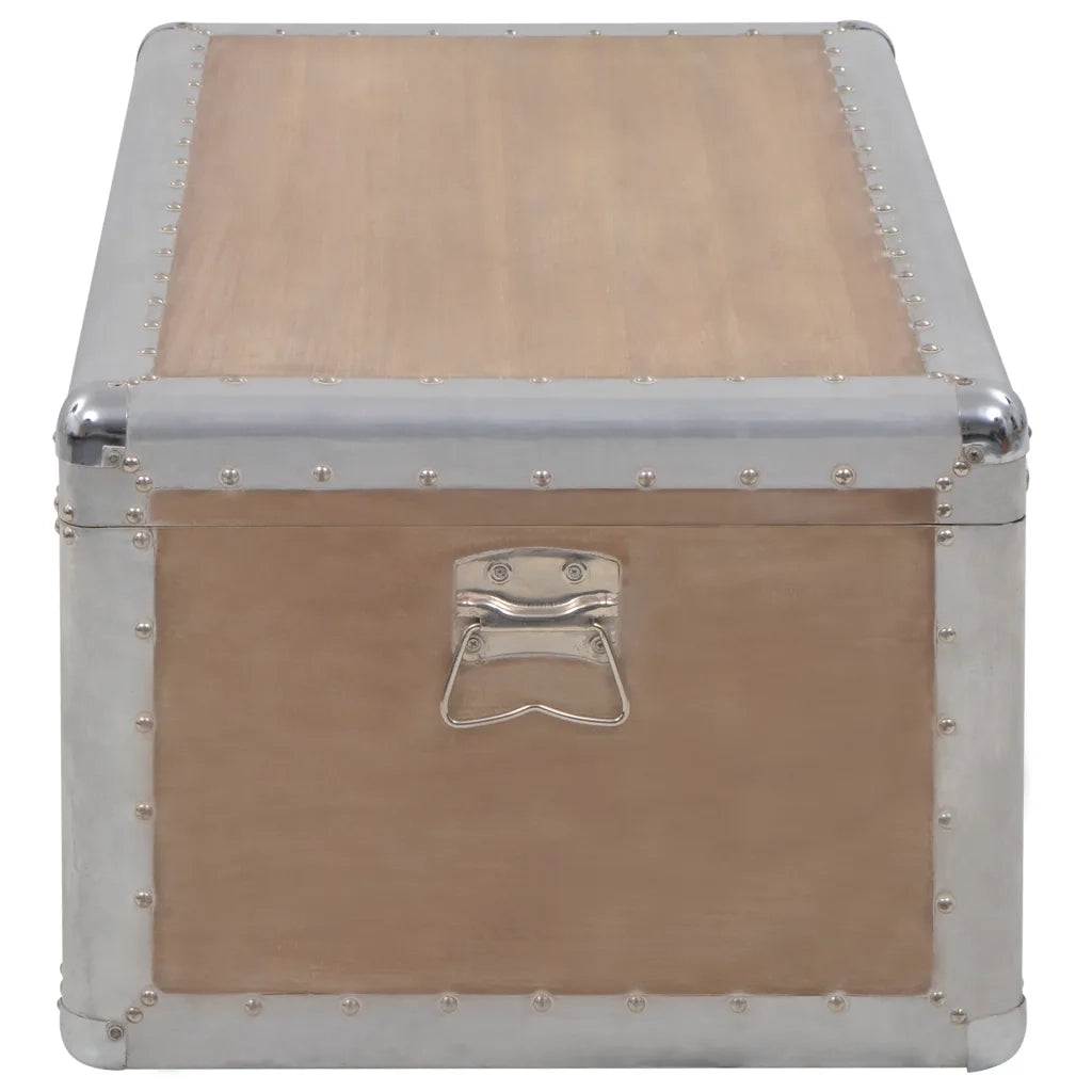 Baule Portaoggetti in Massello di Abete 91x52x40cm Marrone 246124