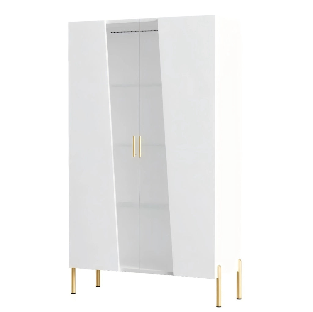 Vetrina bianca 72x40x145 cm con LED multicolore; 3 ripiani in vetro regolabili e MDF