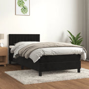 Giroletto a Molle con Materasso-Struttura Letto Nero 90x200 cm in Velluto 720425