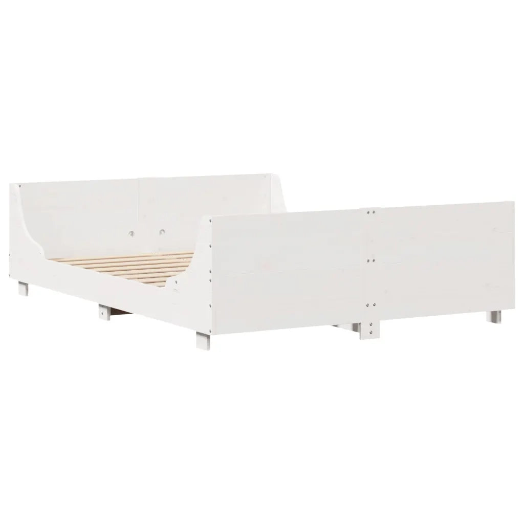 Letto senza Materasso-Struttura Letto Bianco 160x200 cm Legno Massello di Pino 927444