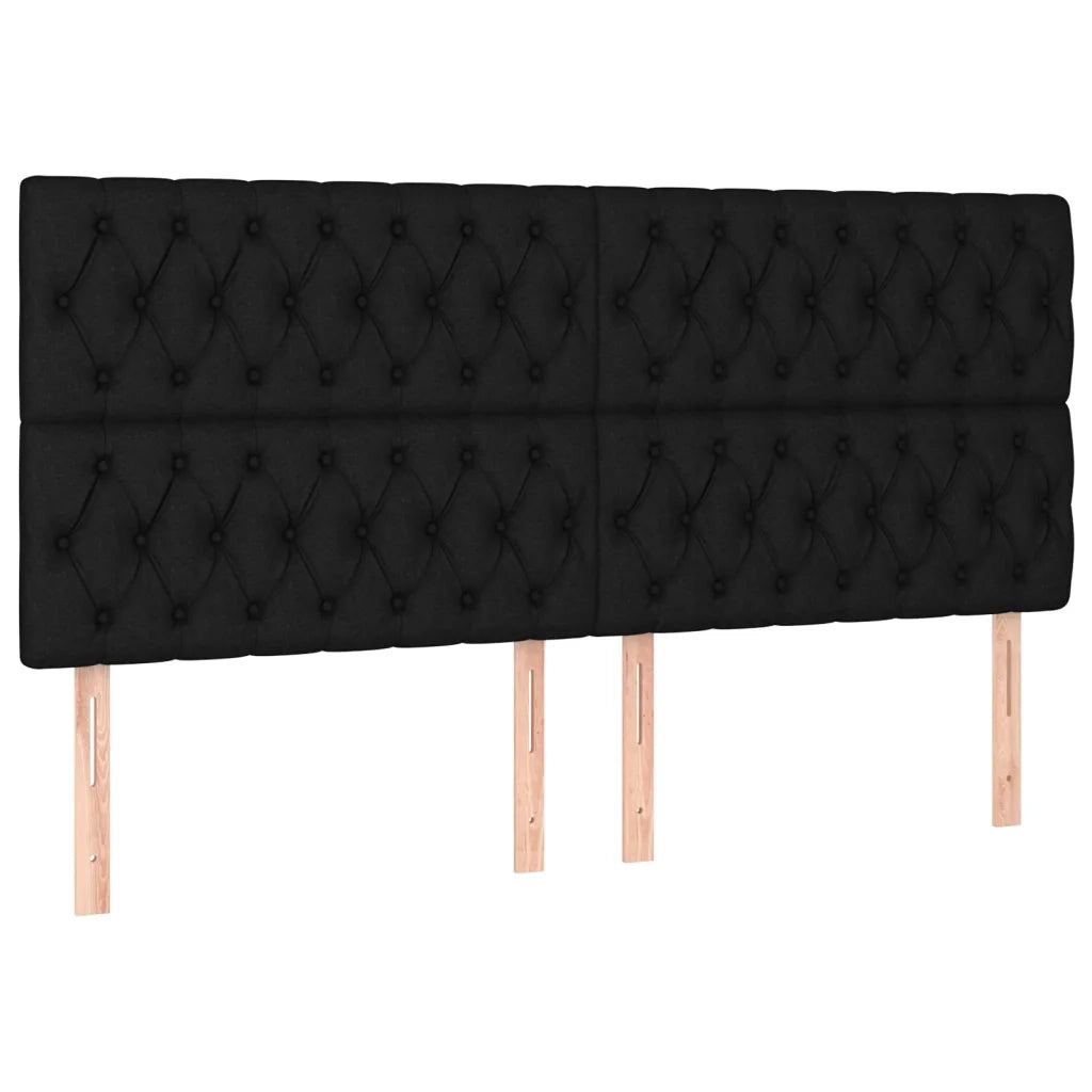 Testiera | Testata Nera 200x7x118/128 cm Tessuto