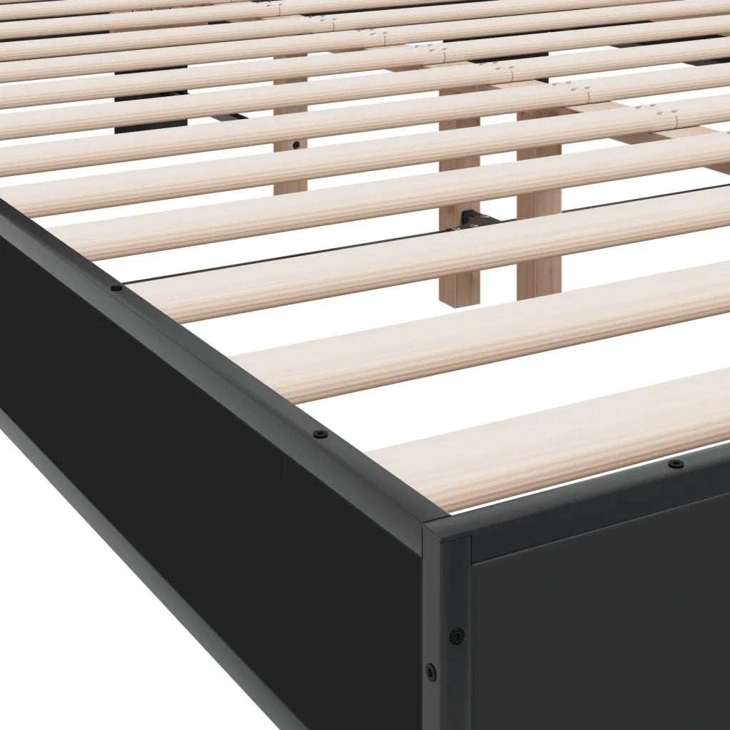 Giroletto Nero 140x190 cm in Legno Multistrato e Metallo