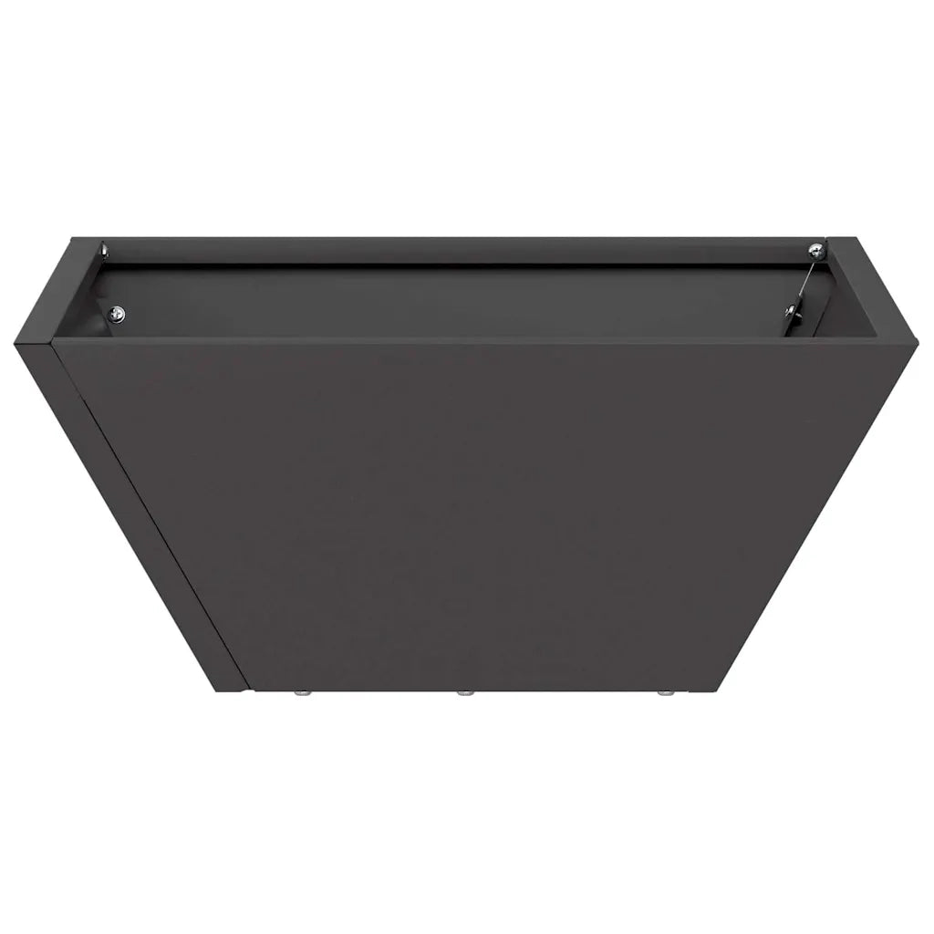 Set di 5 fioriere da giardino trapezoidali moderne 35 x 35 x 15 cm in acciaio nero 02_0052355