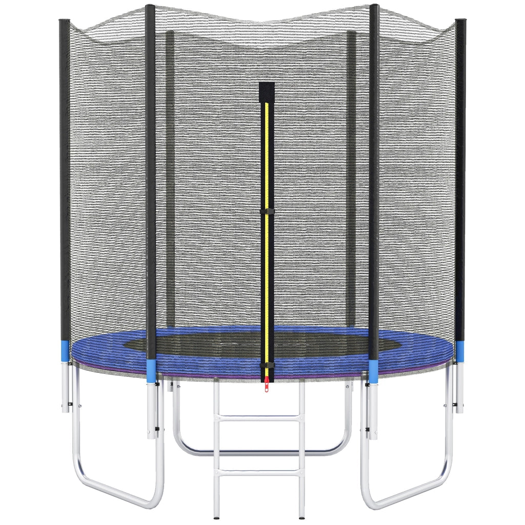 Trampolino Elastico con Scaletta e Rete di Sicurezza, in Acciaio e Plastica, ?180x200 cm, Blu