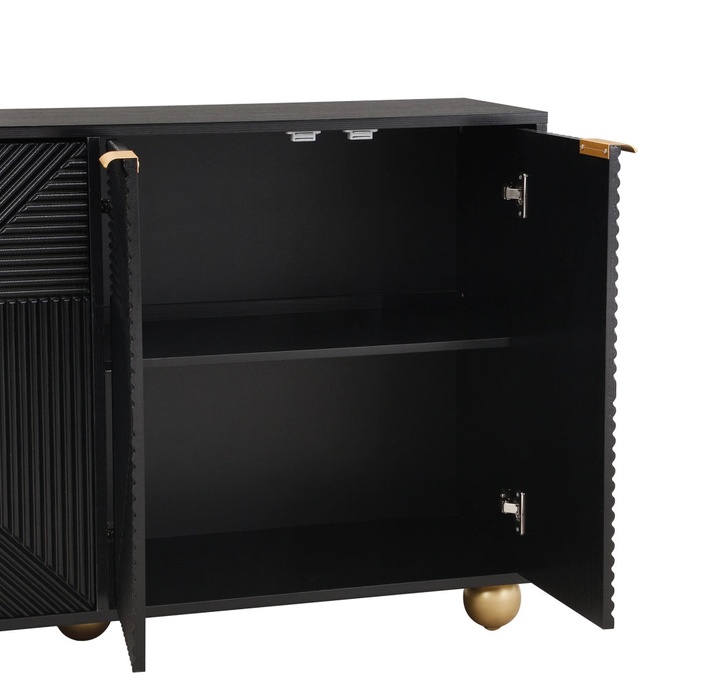 Credenza nera in MDF a 4 ante con ripiani regolabili