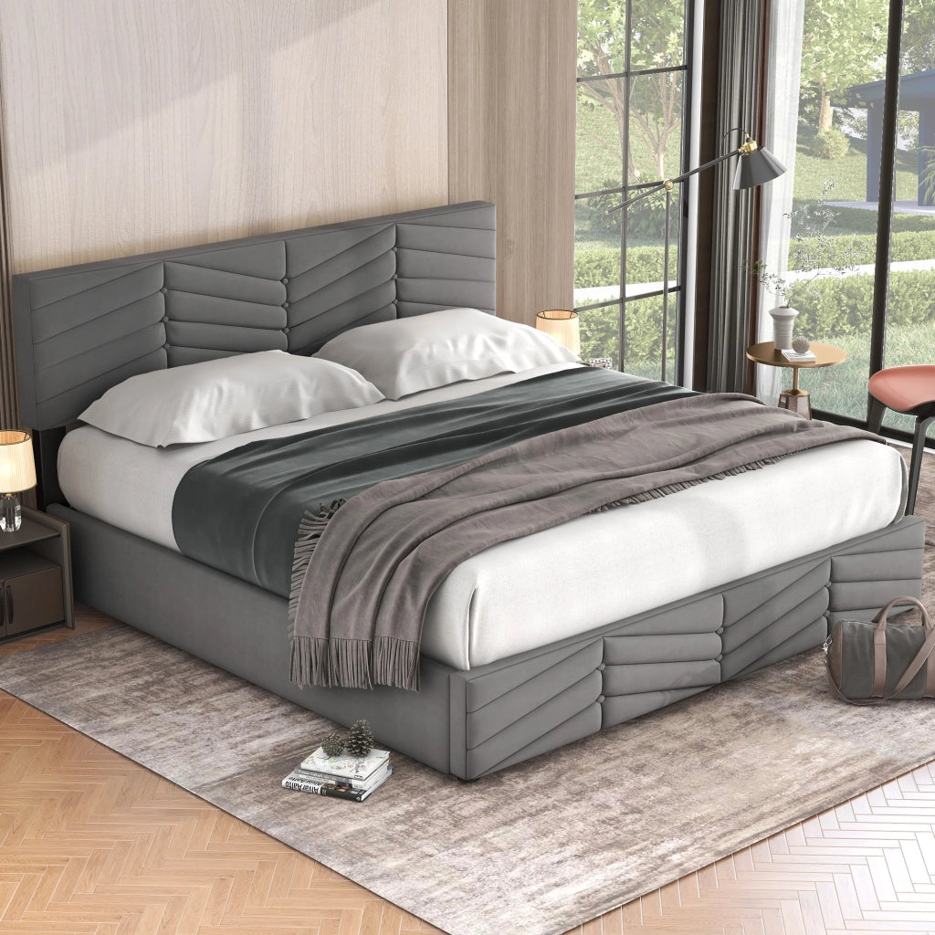 letto imbottito velluto grigio 160 x 200 cm