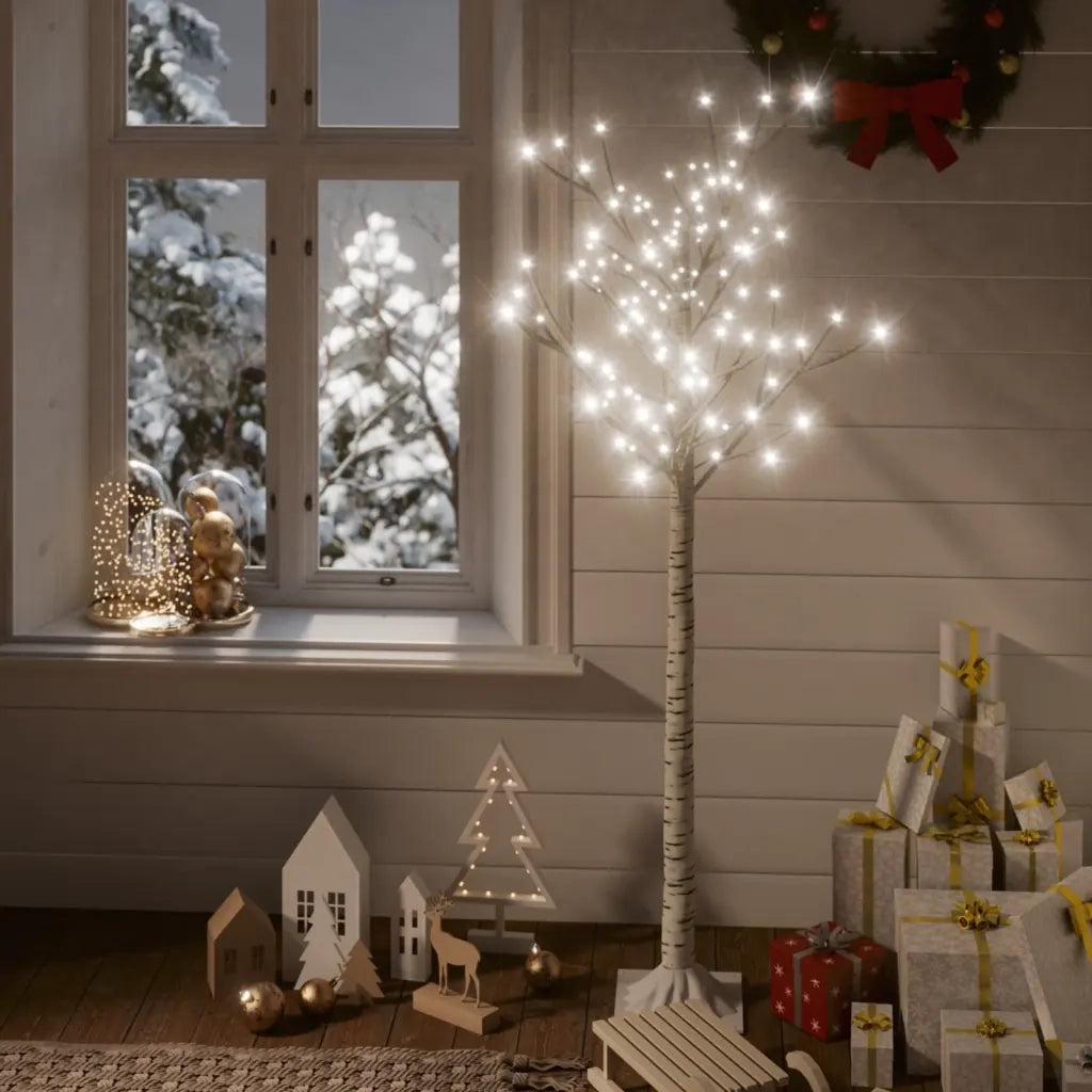 Albero Natale 156 LED 1,5m Salice Bianco Freddo Interno Esterno 332955