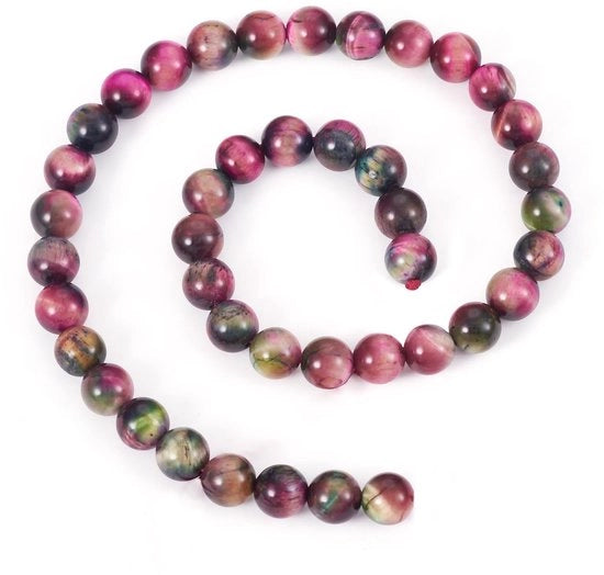 Collana con pietre d'occhio naturali 8mm - Edelstene naturali - Pietre rotonde - 47 pezzi/alinea - Collane di alta qualità - Lucidi e resistenti