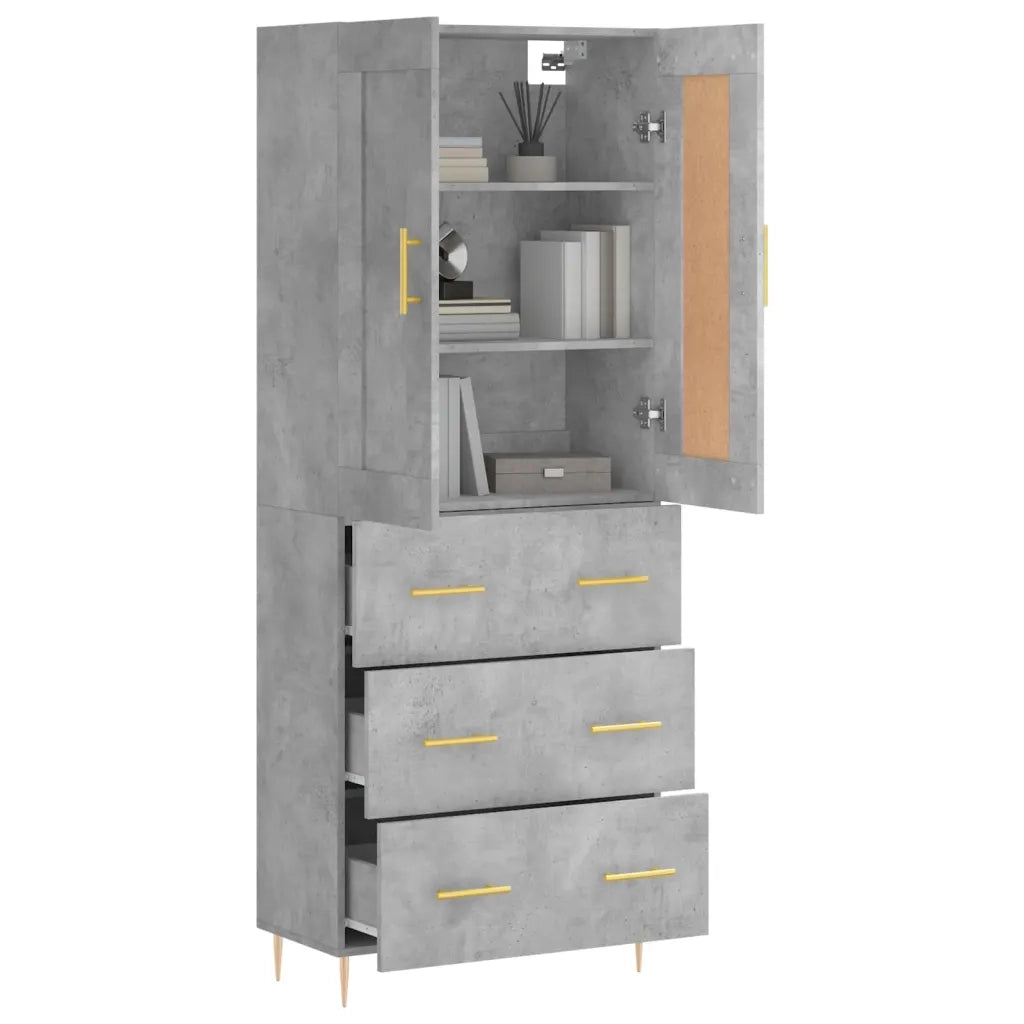 Credenza-Buffet-Armadio da cucina Grigio Cemento 69,5x34x180 cm in Legno Multistrato 481479