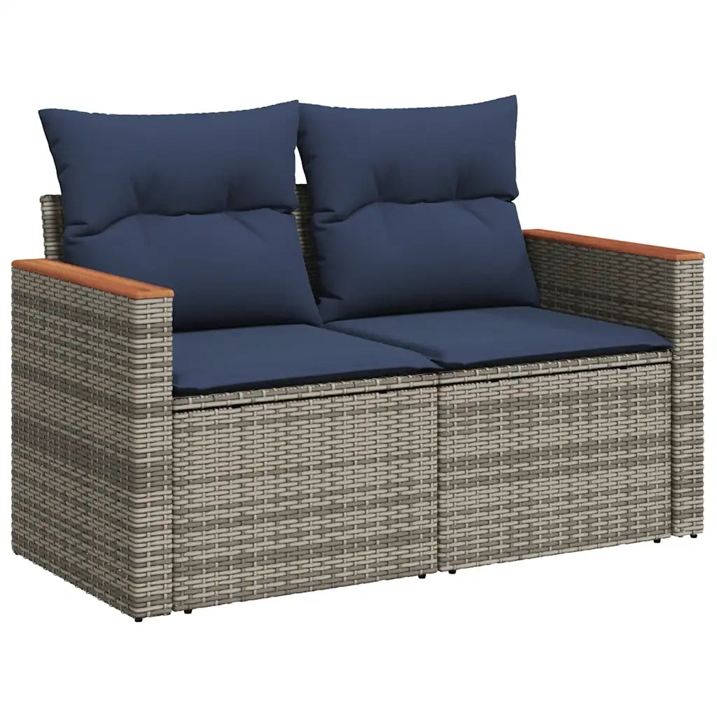 Set Divani da Giardino 6 pz con Cuscini Grigio in Polyrattan 3226180