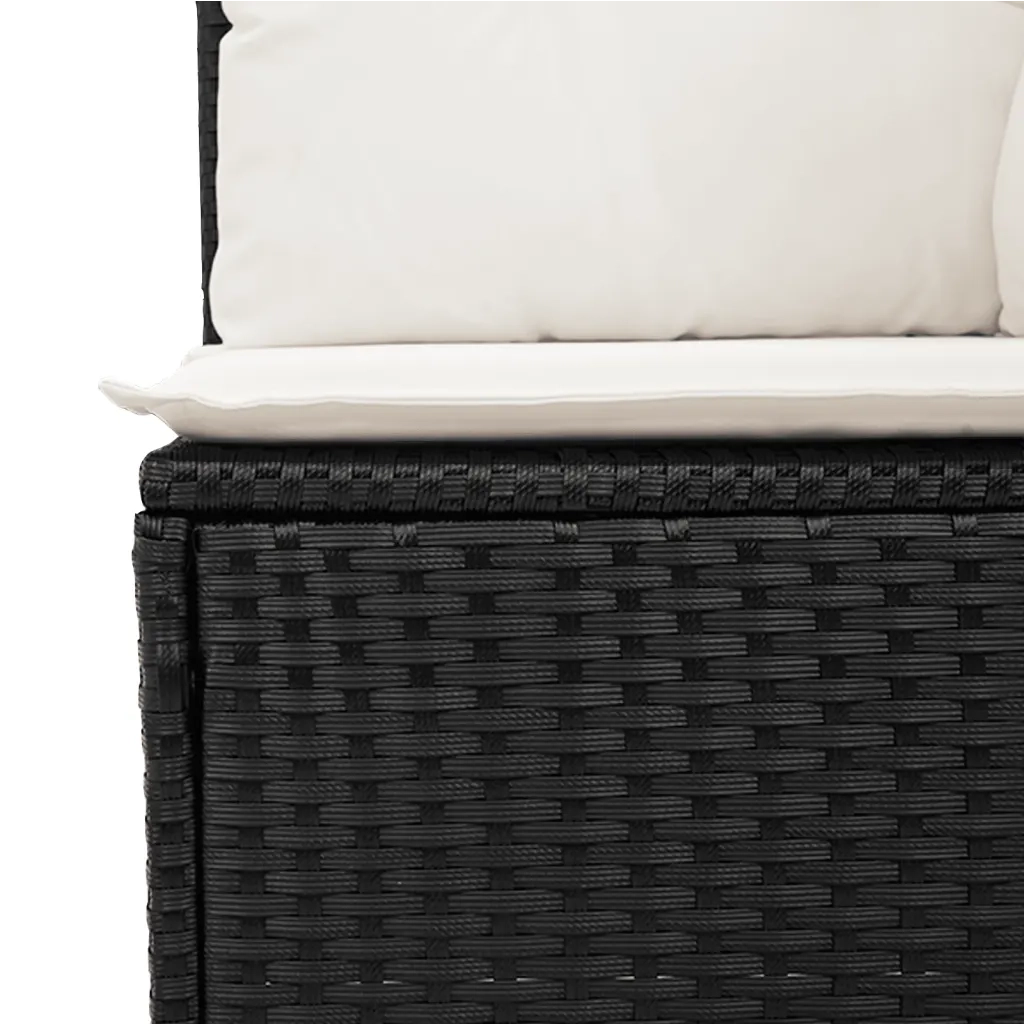 Salotto da Giardino-Set Divani da Giardino 3 pz con Cuscini in Polyrattan Nero 896252