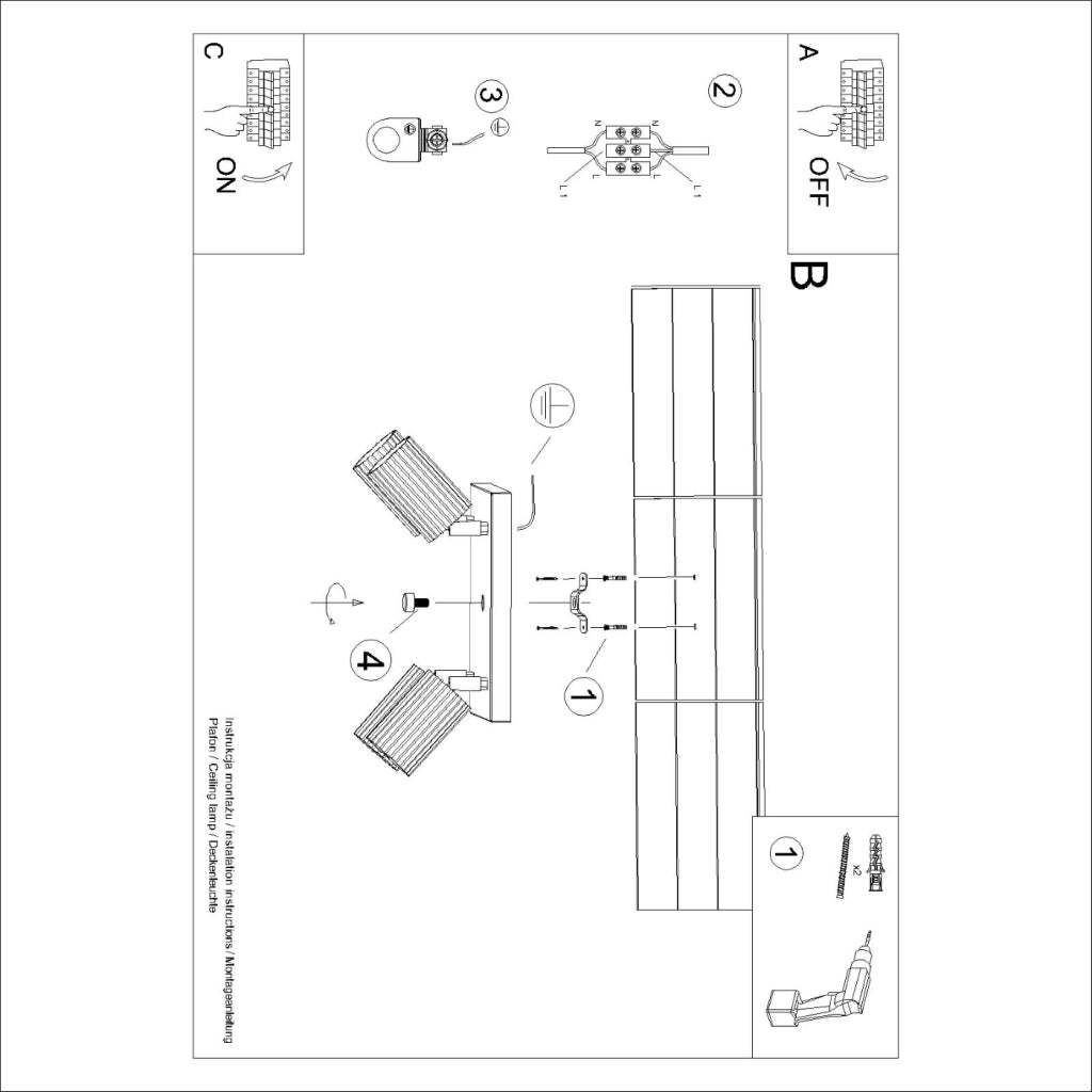 Lampada da soffitto KARBON 4 oro