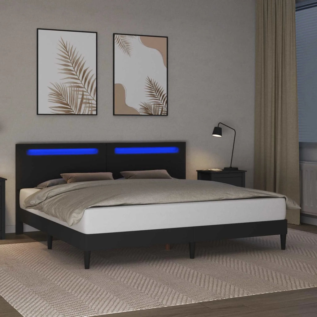 Struttura del letto con testiera-Giroletto Nero 180 x 200 cm Similpelle 282717