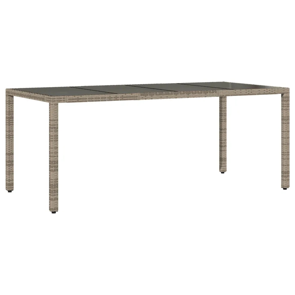Tavolo da Giardino Piano in Vetro Grigio 190x90x75cm Polyrattan 365594