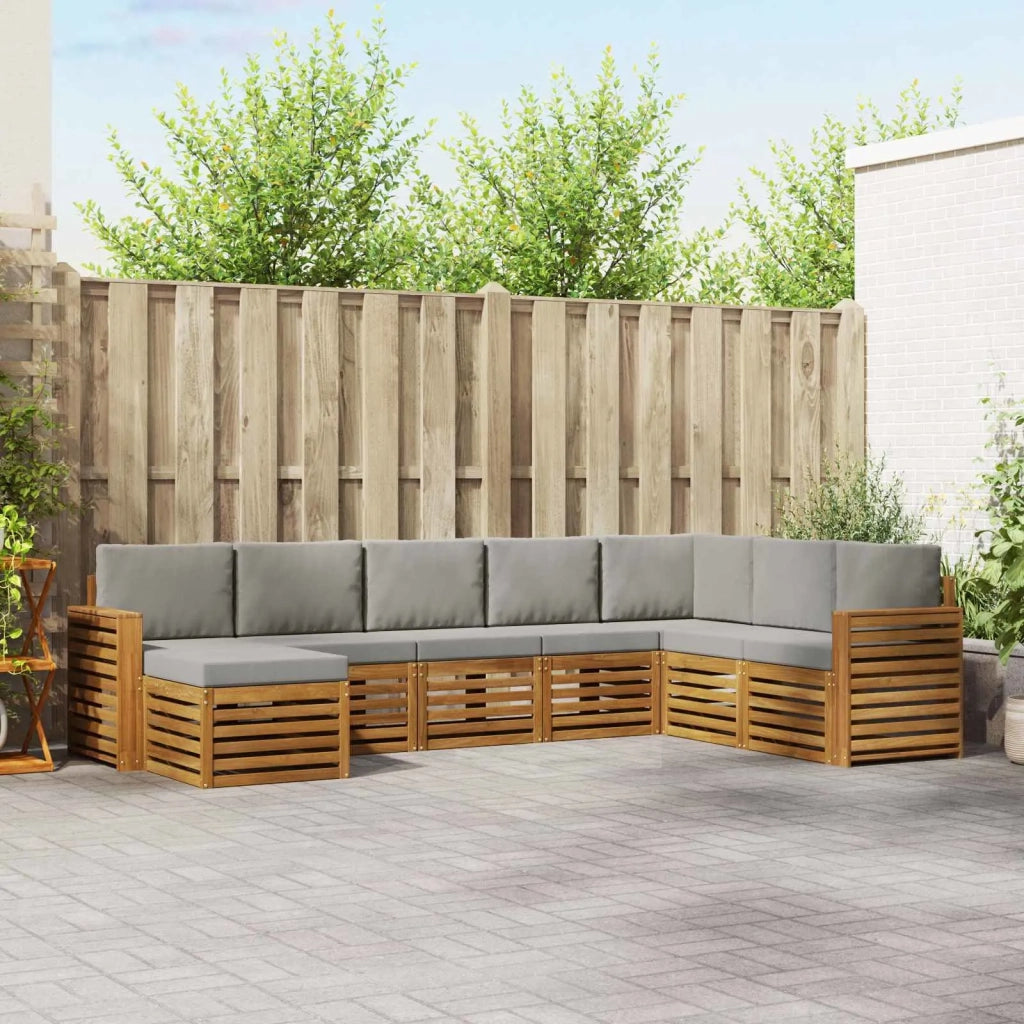 Set divano sezionale con cuscino 8 pcs Grigio Naturale e Chiaro 3375296