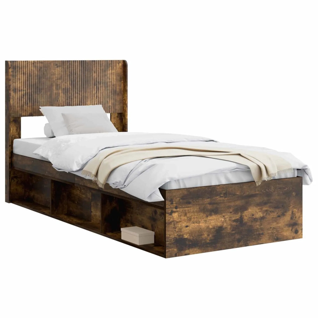 Struttura del letto con stoccaggio e testata Rovere Fumo 3414263
