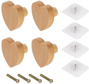 Maniglie in Legno a Cuore - Maniglie per Mobili - Maniglie per Credenze - Maniglie per Comodes - 4x Maniglie in Legno di Quercia - Facili da Installare