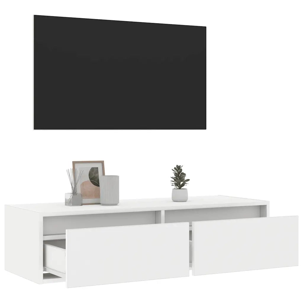 Mobile Porta TV con Luci LED-Mobile per TV-Credenza TV Bianco 100X35,5x25 cm