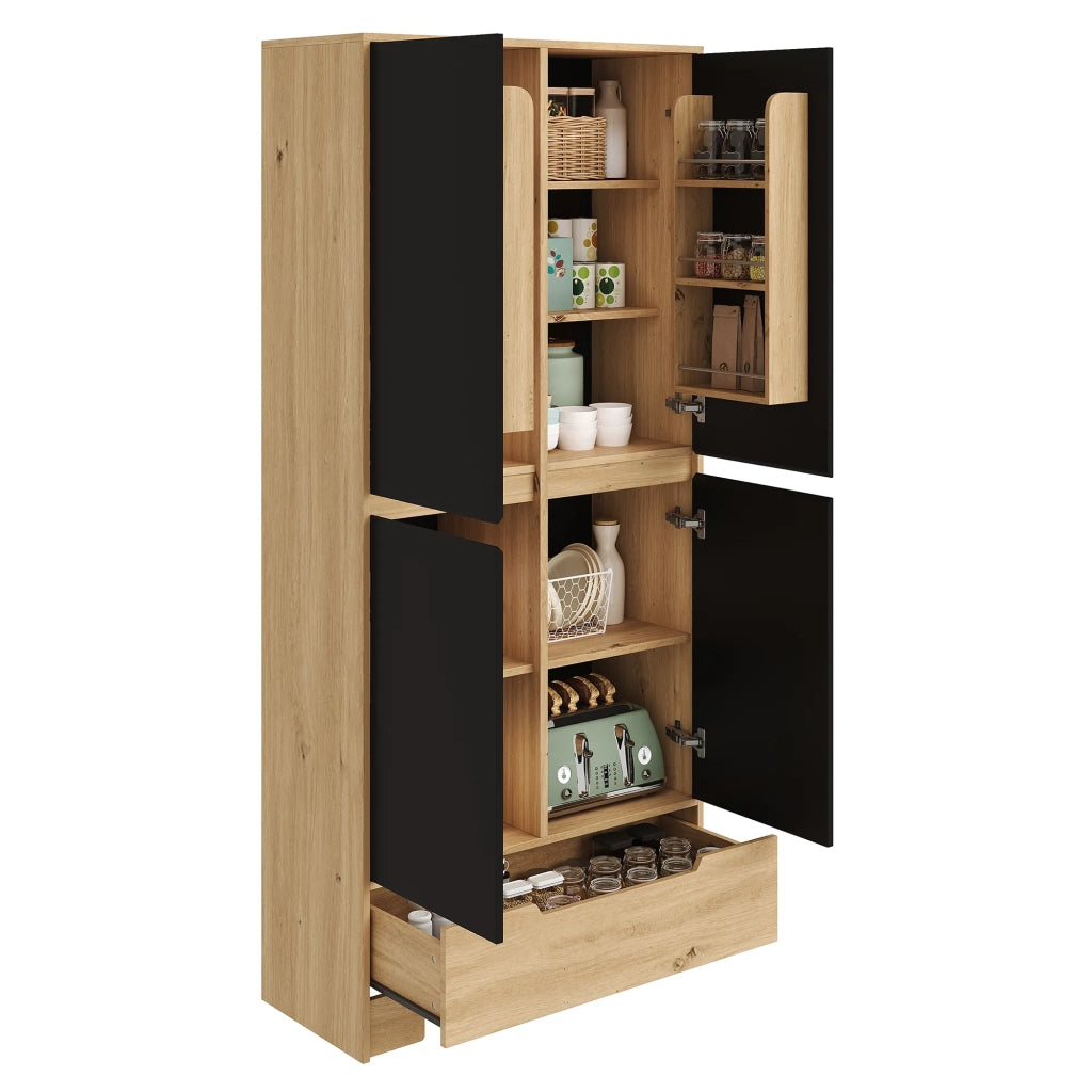 Armadio da cucina alto 80x35x180 cm, con 1 cassetto e ripiani regolabili, mensole su porta, per soggiorno e sala da pranzo