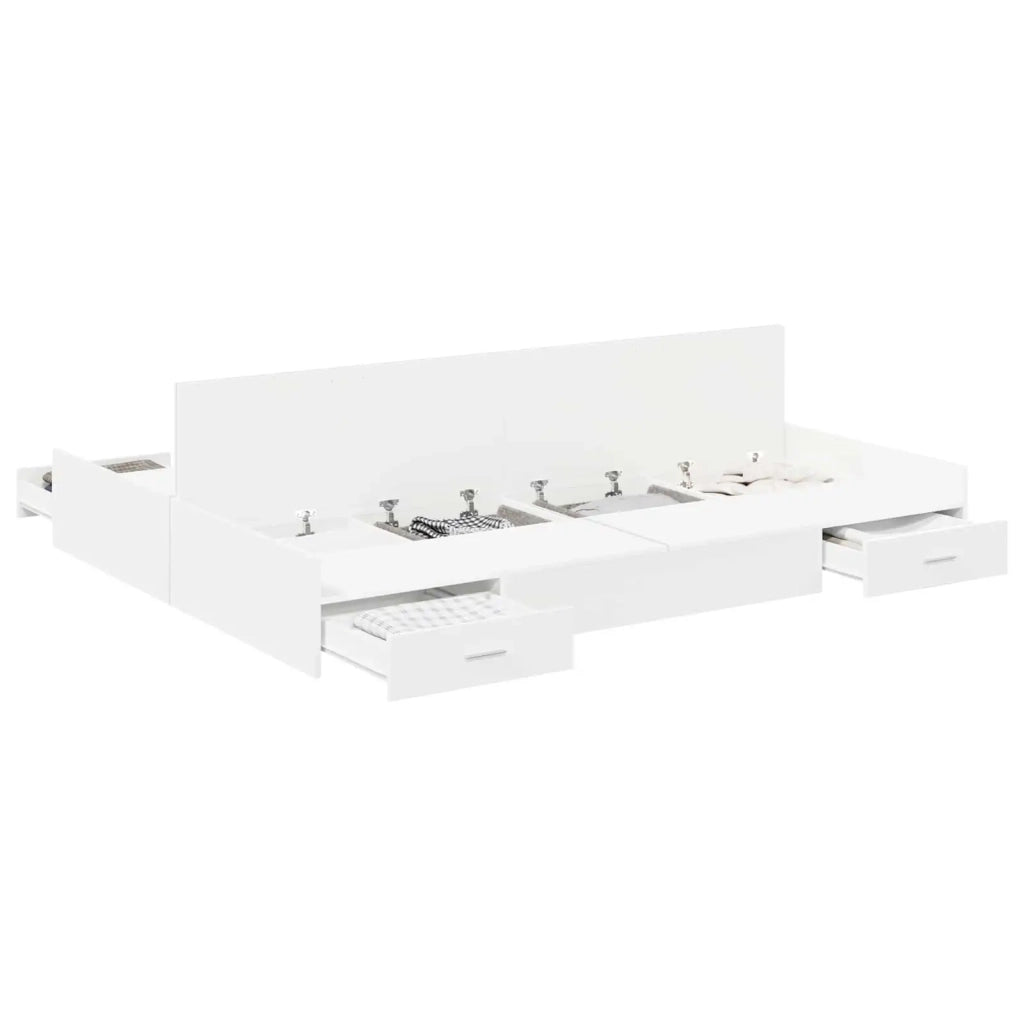 Struttura letto con contenitore-Giroletto con contenitore Bianco 140 x 200 cm