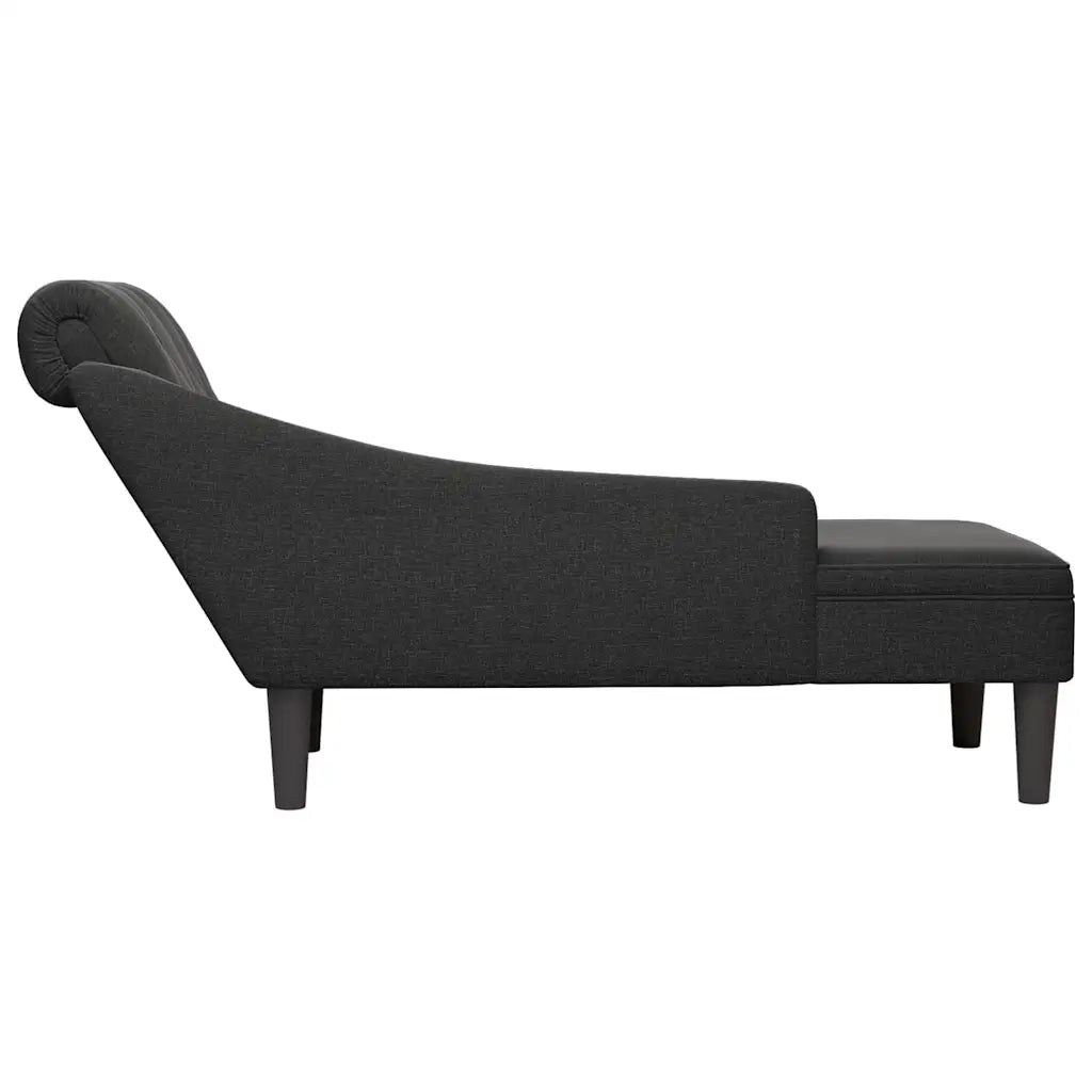 Sdraio con Cuscino e Bracciolo Destro in Tessuto Nero 4009767