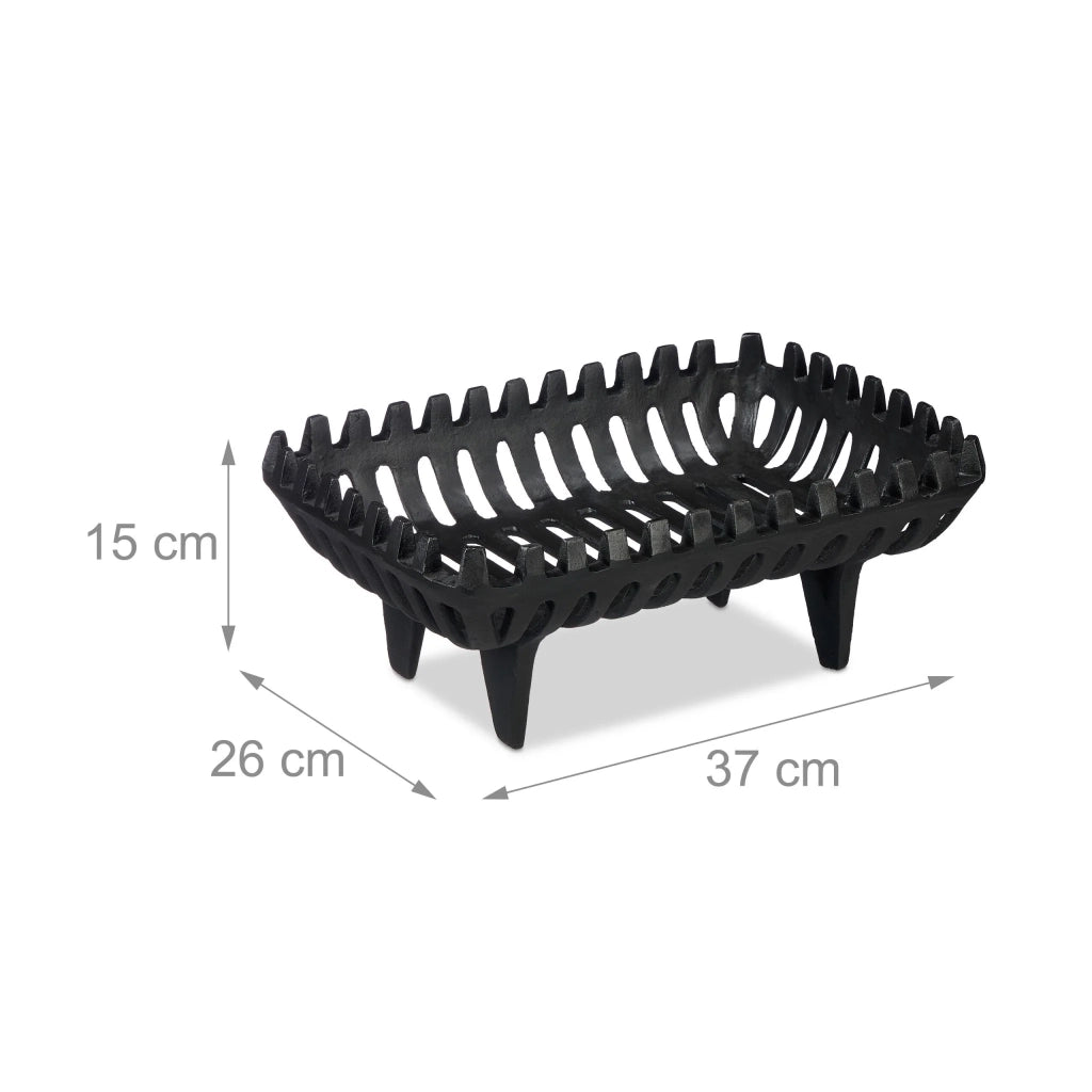 Griglia portalegna per caminetto con piedi e spazio per circolazione aria 45 x 30 x 30 cm in ghisa nera 13_0014423