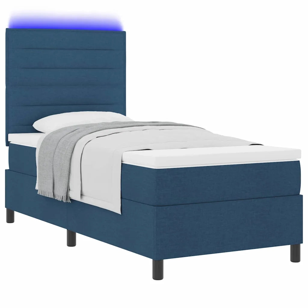 Letto a molle con materasso con led Blu 80 x 200 cm Tessuto