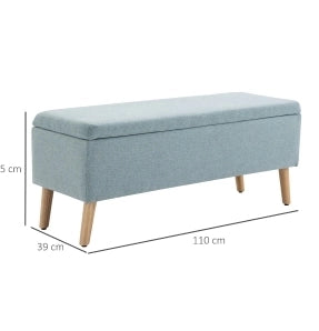 Panca imbottita con vano contenitore 110 x 39 x 45 cm in poliestere verde