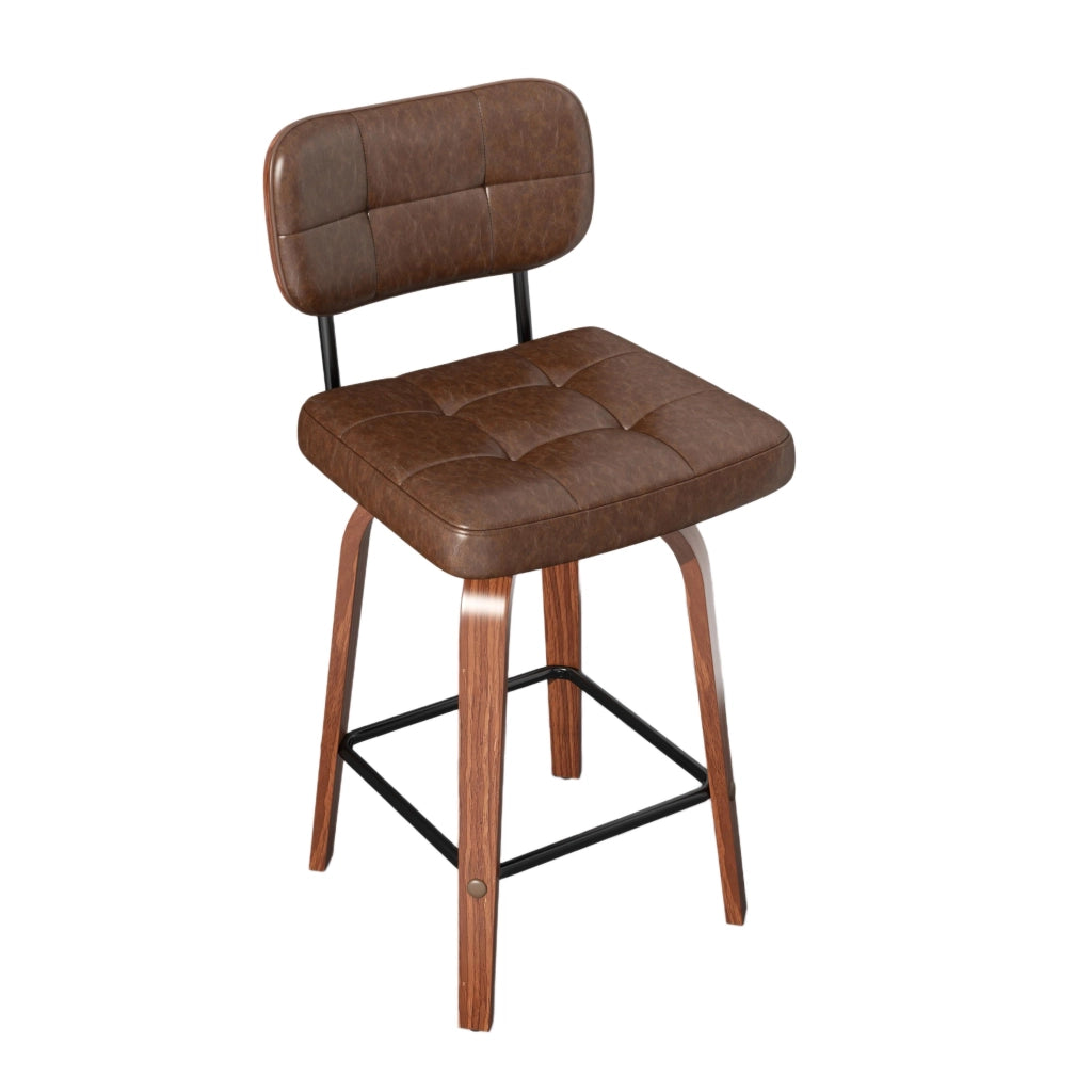 SGABELLO DA BAR con schienale ergonomico, noce, PU e legno