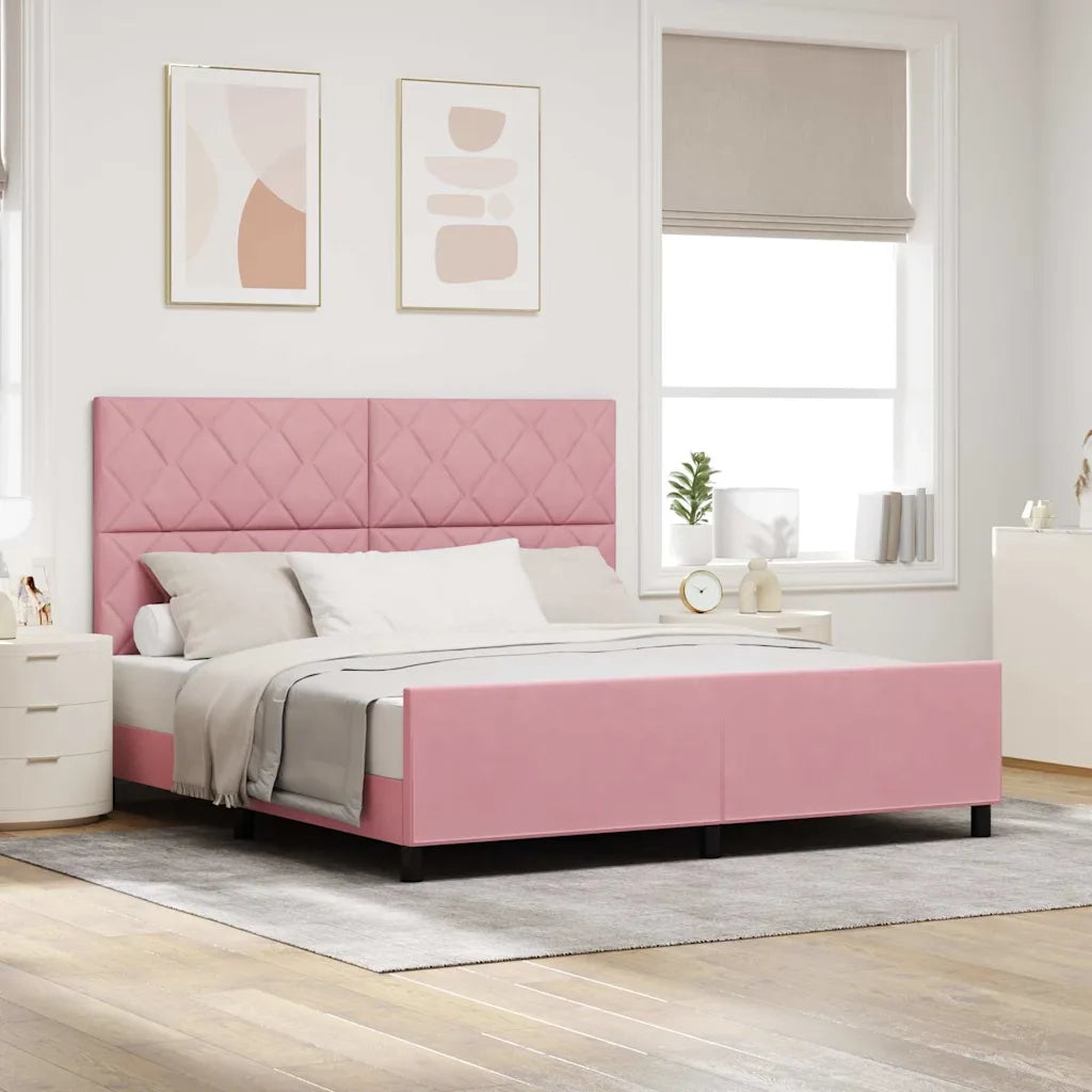 Letto a molle con testiera Rosa 180 x 200 cm Velluto 3345028