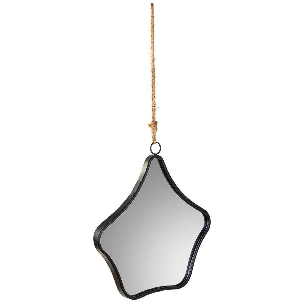 Specchio in metallo e corda marrone 37x3x41,5h
